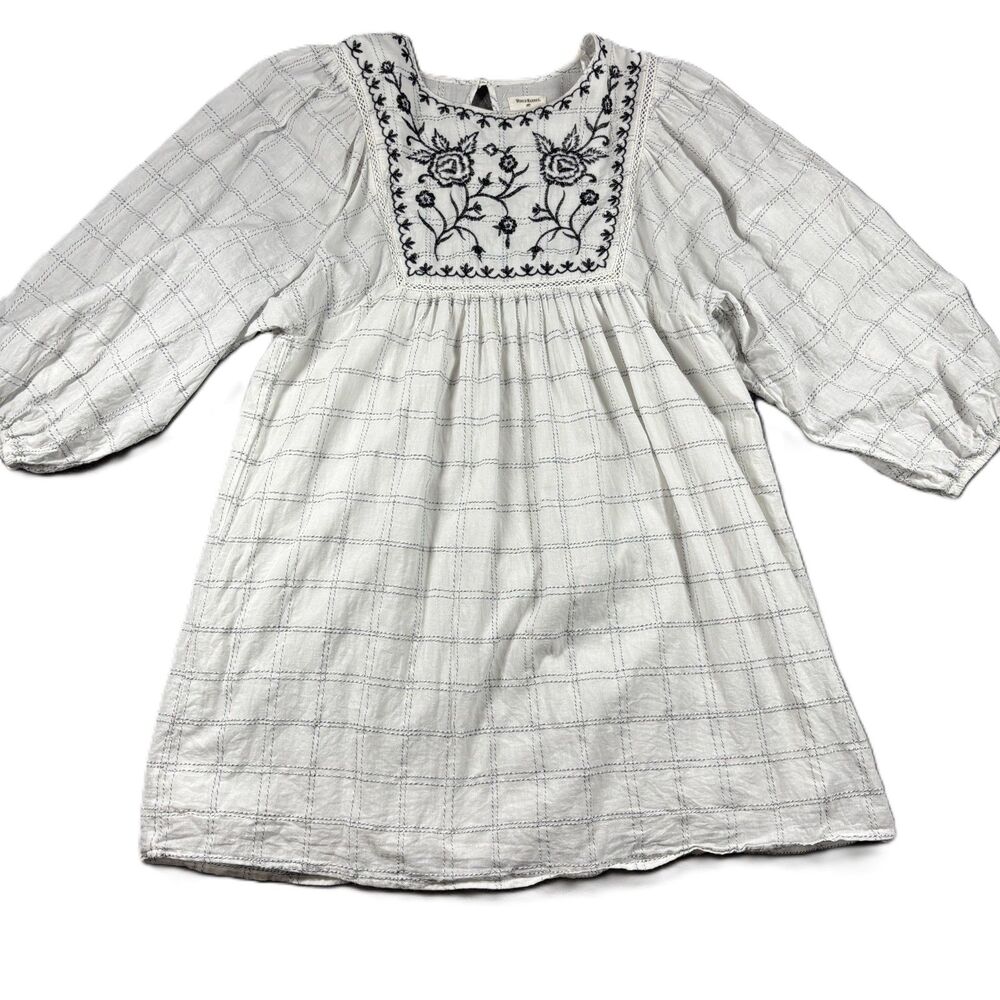World Market Women Dress Embroidered Boho Preppy Festival White Black S/M L242